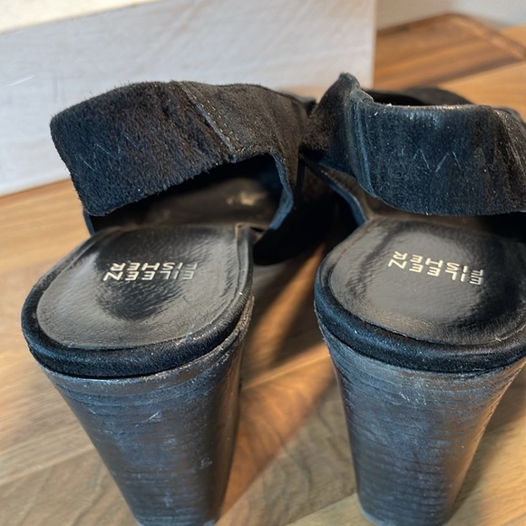 Eileen Fisher Suede Chic Minimal Sling Back Stacked Heel Round Toe Size 8.5 - Picture 9 of 14